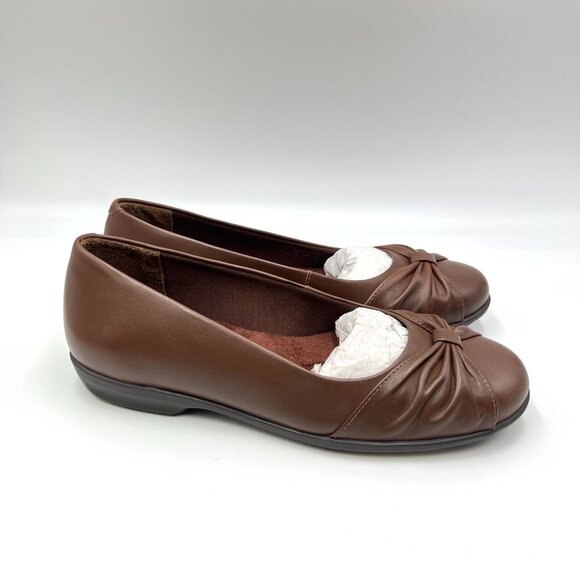 6.5 W 6.5 WIDE WIDTH Walking Cradles Brown Leather Flats Shoes - Picture 1 of 13